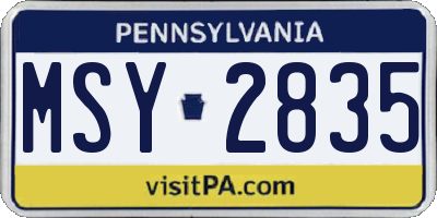 PA license plate MSY2835