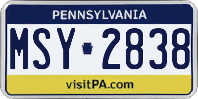 PA license plate MSY2838