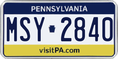 PA license plate MSY2840
