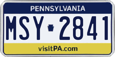PA license plate MSY2841