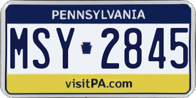 PA license plate MSY2845