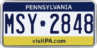 PA license plate MSY2848