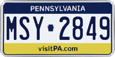 PA license plate MSY2849