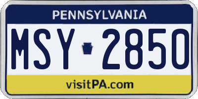 PA license plate MSY2850