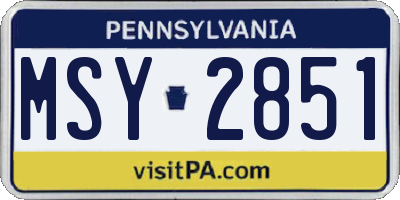 PA license plate MSY2851