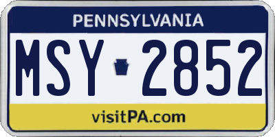 PA license plate MSY2852