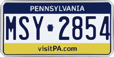 PA license plate MSY2854