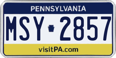 PA license plate MSY2857