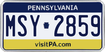 PA license plate MSY2859