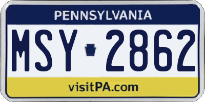 PA license plate MSY2862