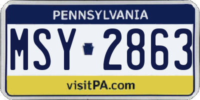 PA license plate MSY2863