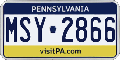 PA license plate MSY2866