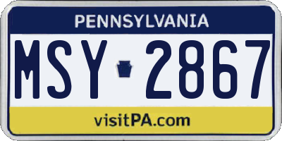PA license plate MSY2867