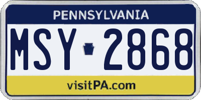 PA license plate MSY2868