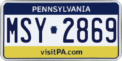 PA license plate MSY2869