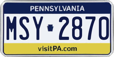 PA license plate MSY2870
