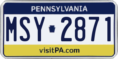PA license plate MSY2871