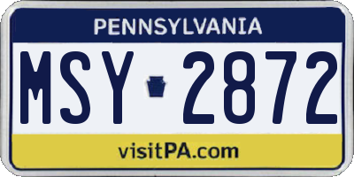 PA license plate MSY2872