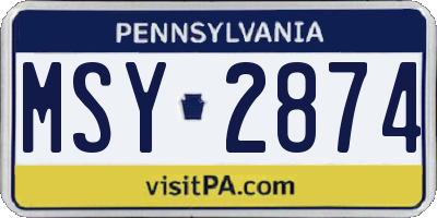 PA license plate MSY2874
