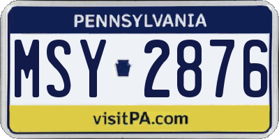 PA license plate MSY2876