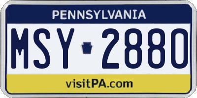 PA license plate MSY2880