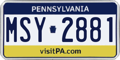 PA license plate MSY2881