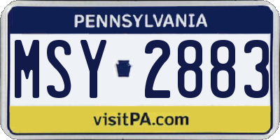 PA license plate MSY2883