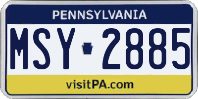 PA license plate MSY2885