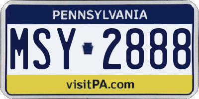 PA license plate MSY2888