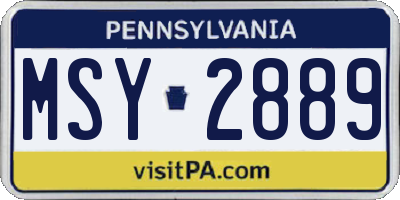 PA license plate MSY2889