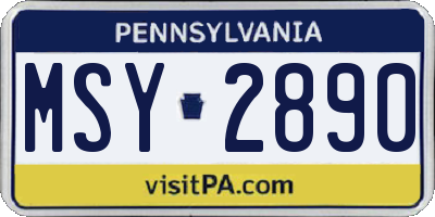 PA license plate MSY2890