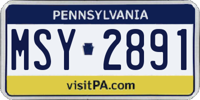PA license plate MSY2891