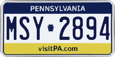 PA license plate MSY2894