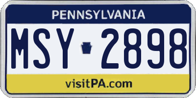 PA license plate MSY2898