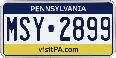 PA license plate MSY2899