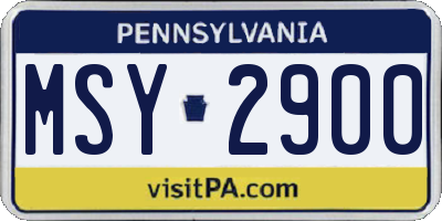 PA license plate MSY2900