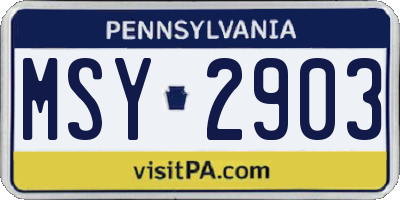 PA license plate MSY2903