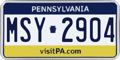 PA license plate MSY2904