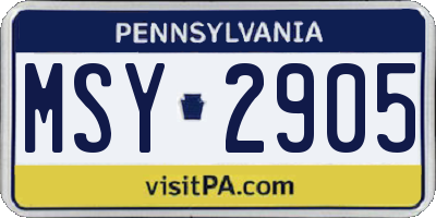 PA license plate MSY2905
