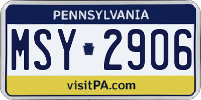 PA license plate MSY2906
