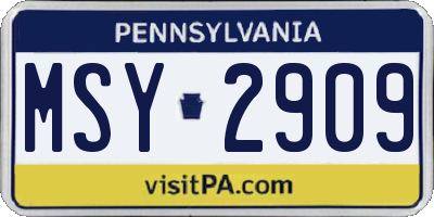 PA license plate MSY2909