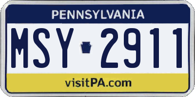PA license plate MSY2911