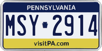 PA license plate MSY2914