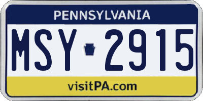 PA license plate MSY2915