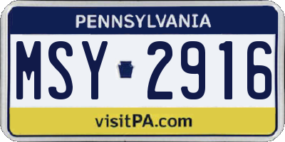 PA license plate MSY2916
