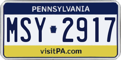 PA license plate MSY2917