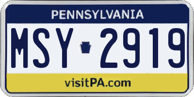 PA license plate MSY2919