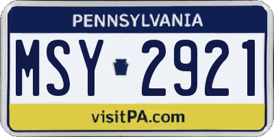 PA license plate MSY2921