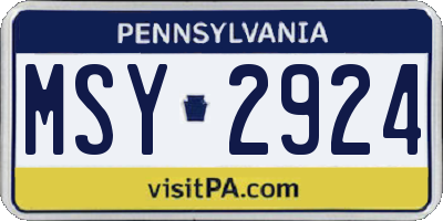 PA license plate MSY2924