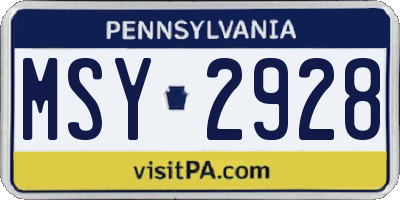 PA license plate MSY2928